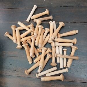 Birch Shaker Peg & Birch Axle Pegs Woodworking Or Craft Lot Of 39 Pieces